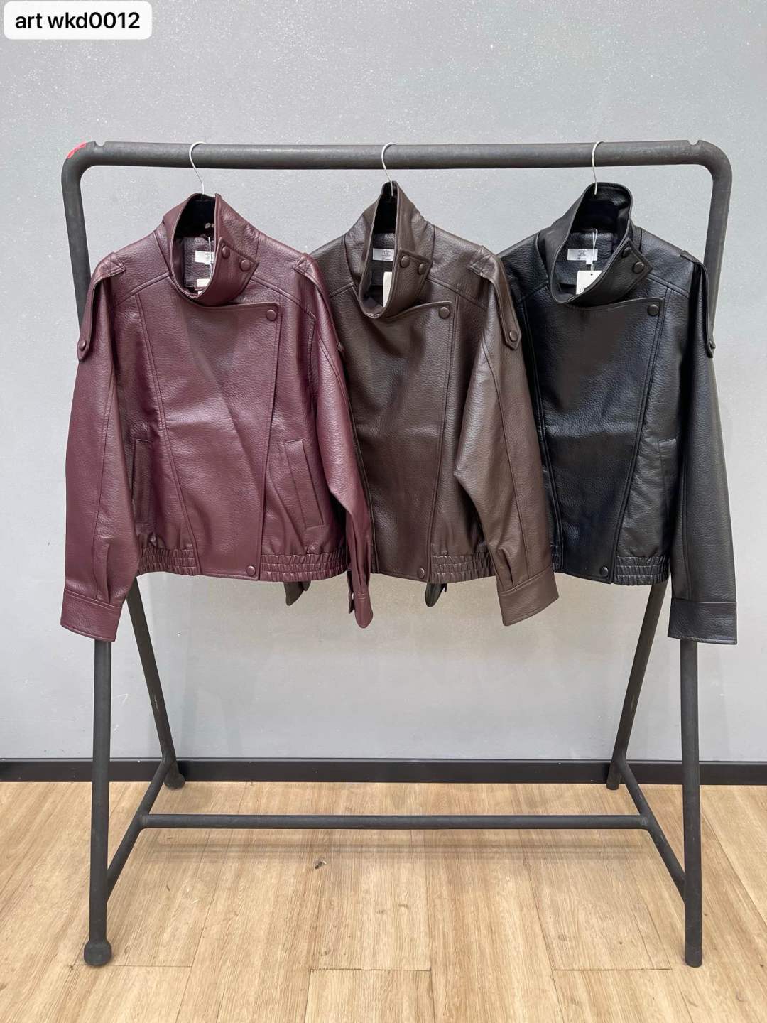 Faux-Leather Jacket with Stand Collar