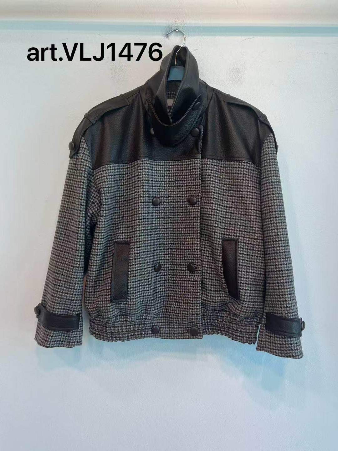 Cropped Bomber with Stand Collar