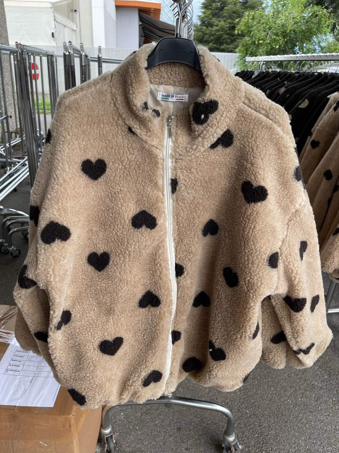 Oversized Sherpa Jacket with Hearts