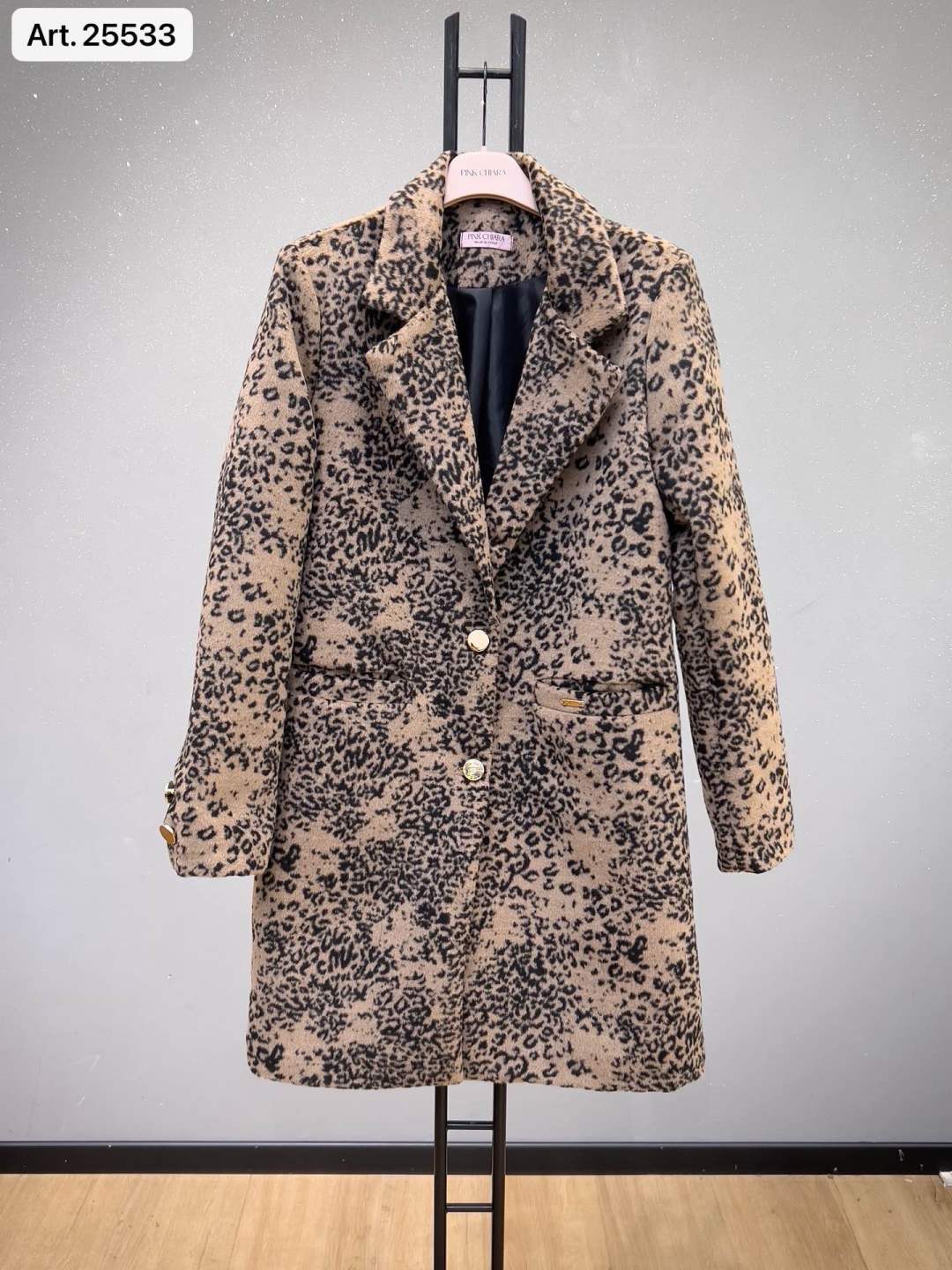 Tailored Coat with Leopard Print