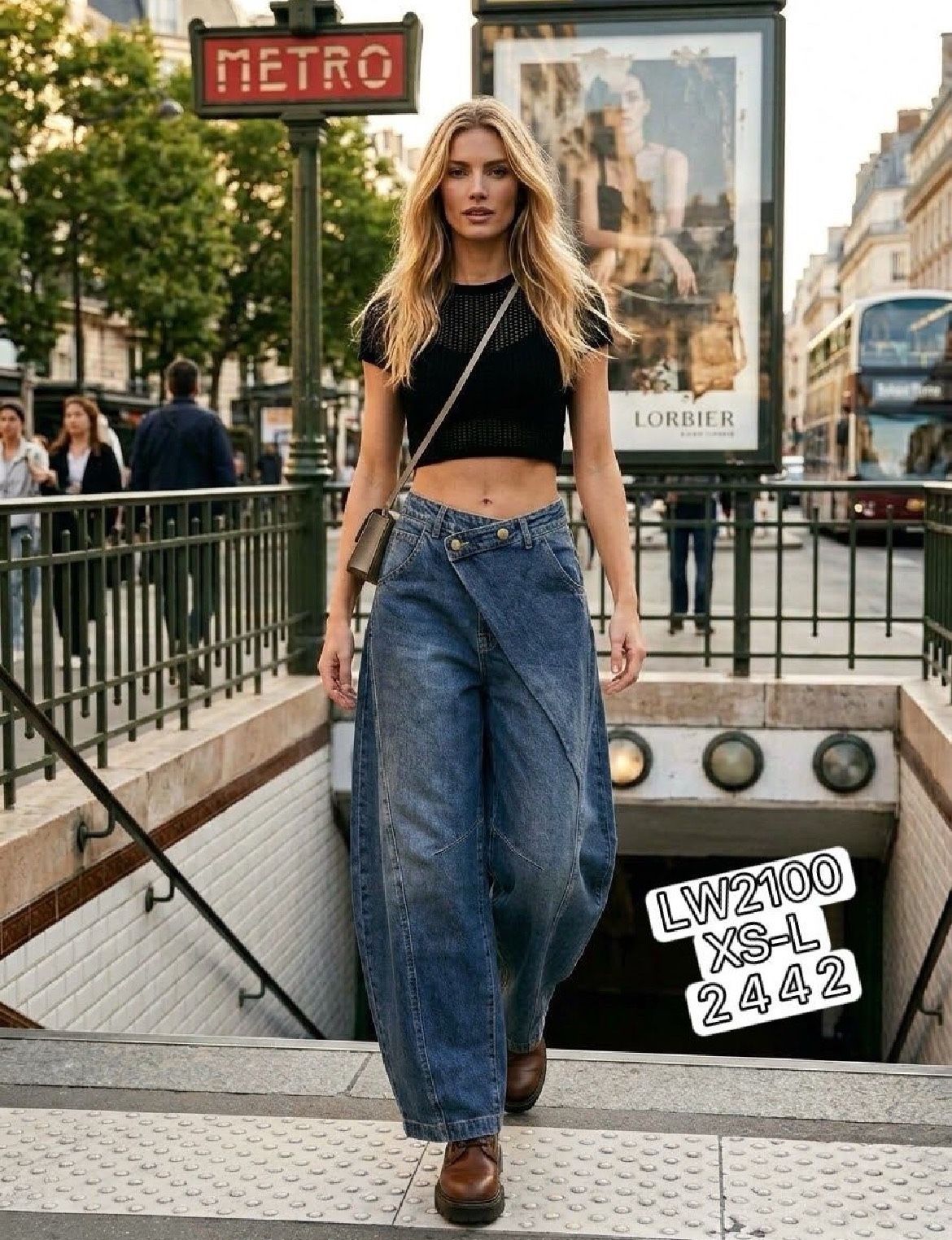 Wide‑Leg Jeans with Overlap Front
