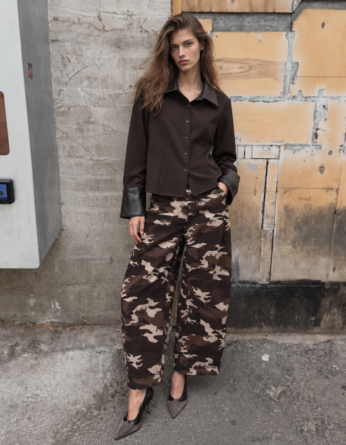 Wide Leg Camouflage Trousers