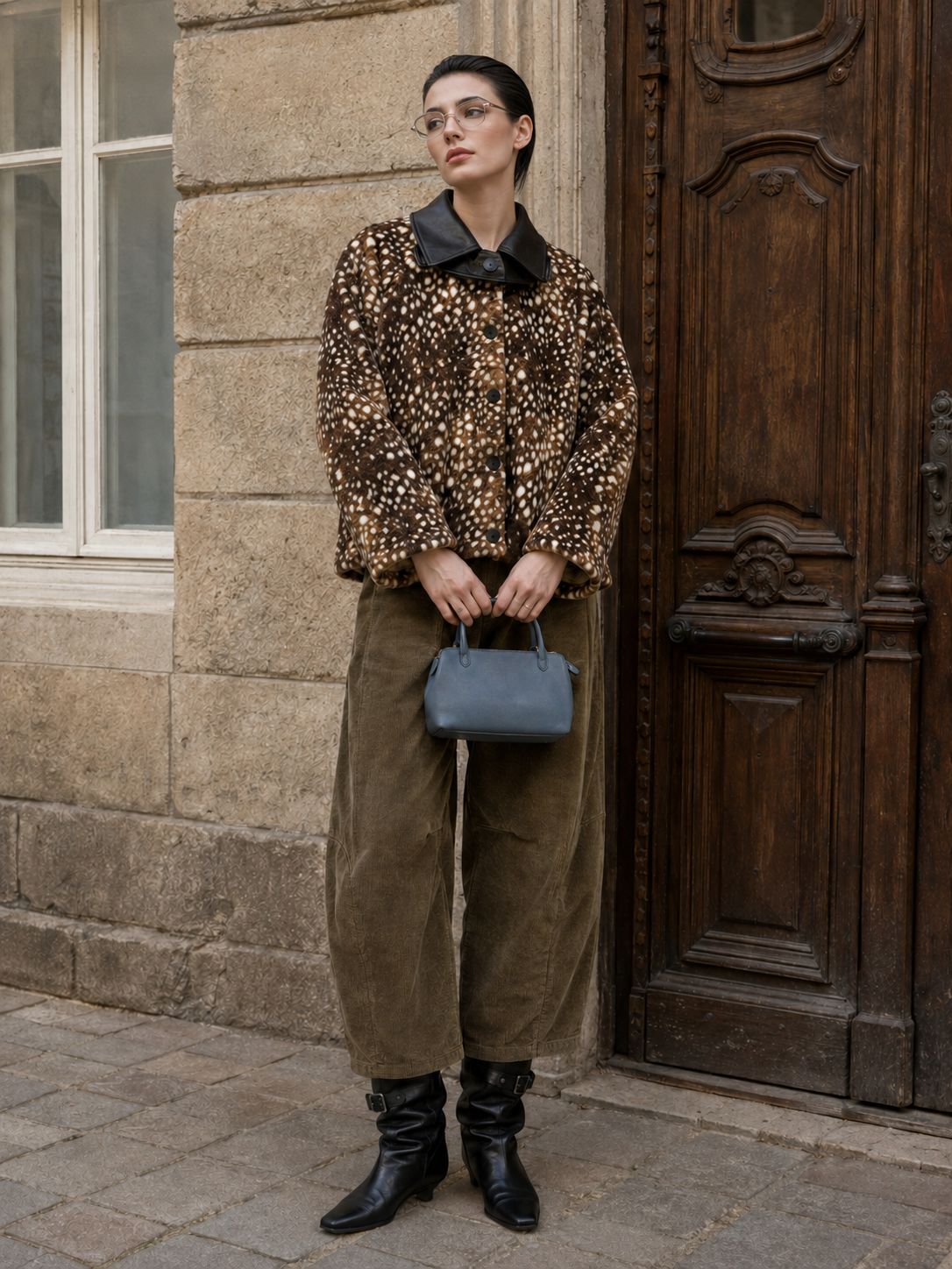 Oversized Animal-Print Jacket