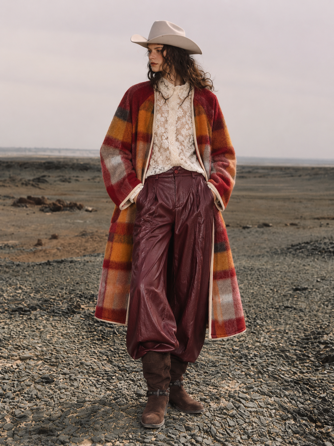 Long Checked Cardigan