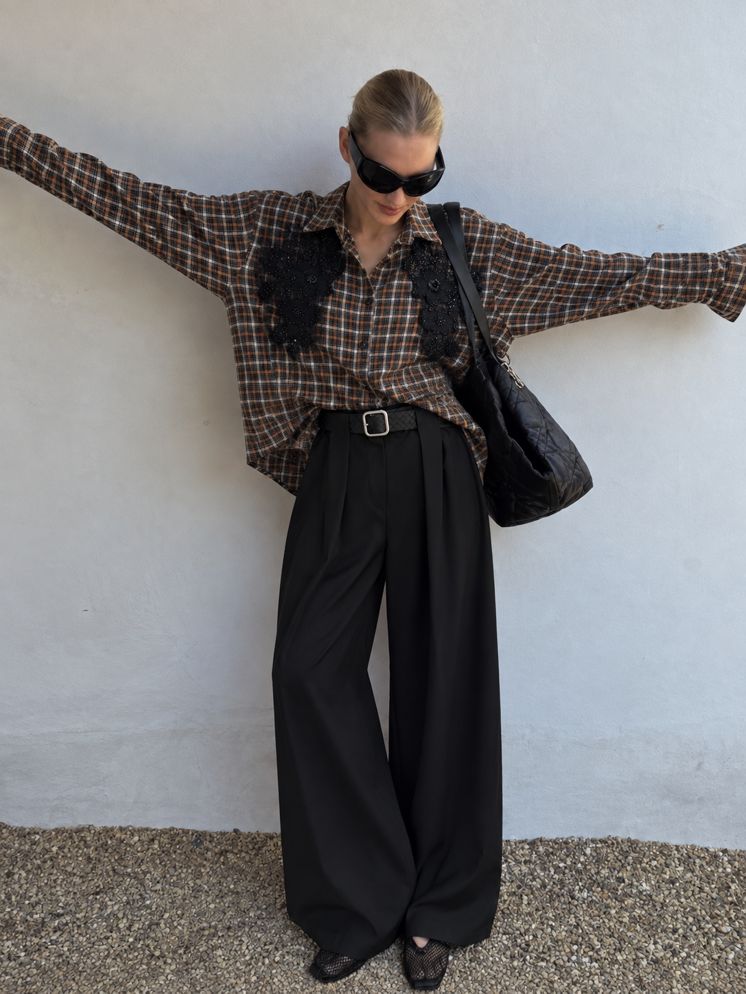 Oversized Shirt with Embroidered Detail