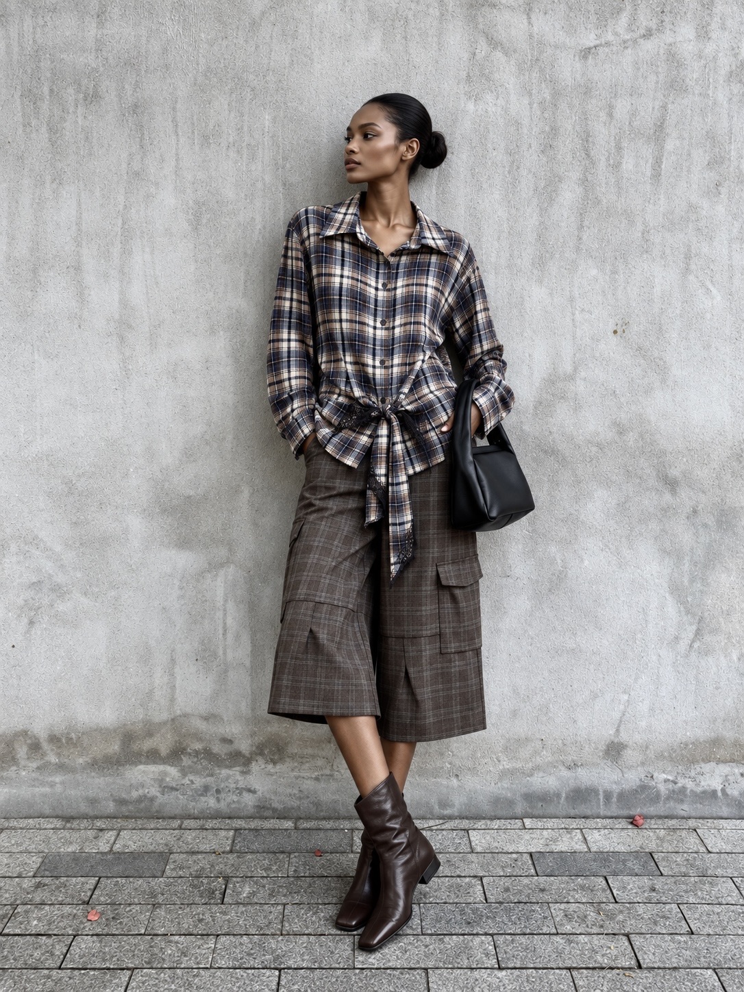 Checked Cargo Trousers