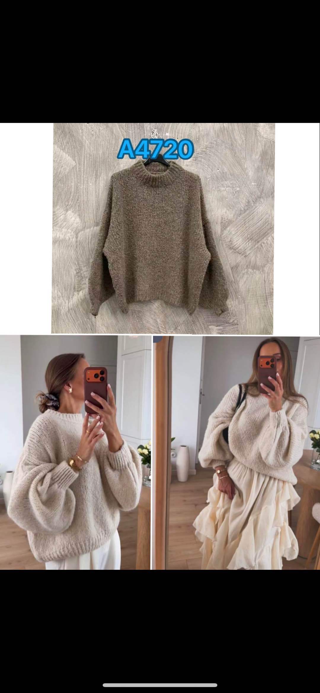 Oversized Puff‑Sleeve Sweater