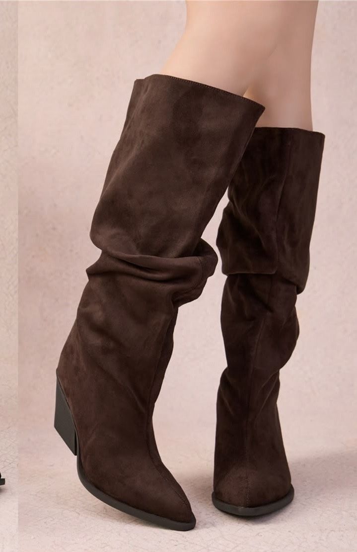 Knee‑High Boots with Ruched Shaft
