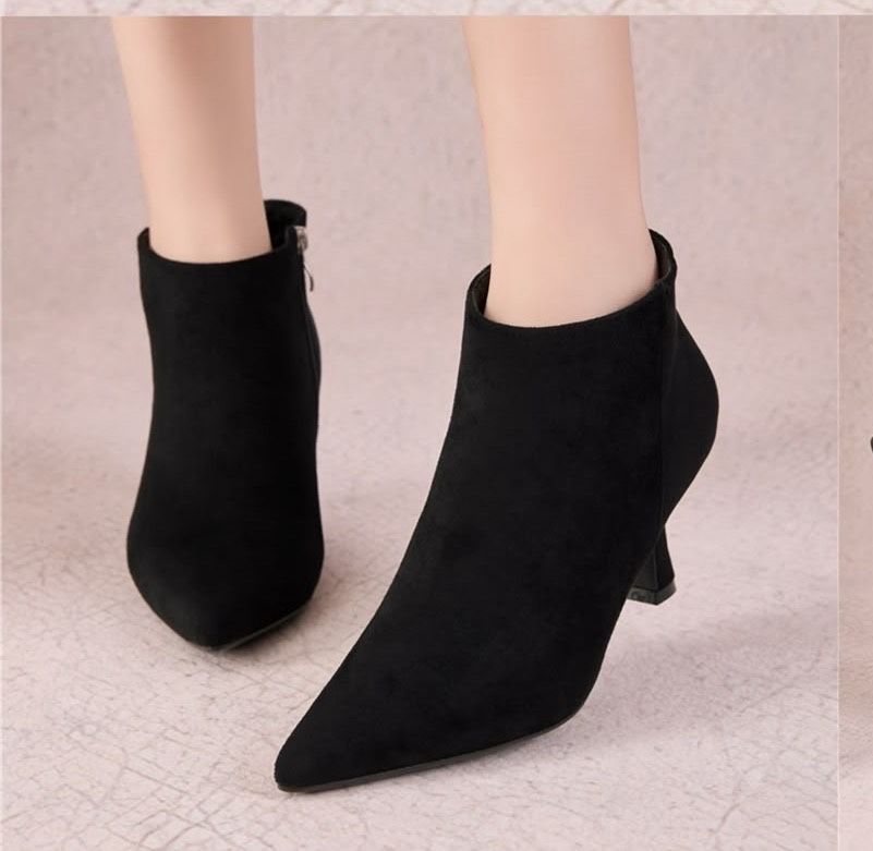 Pointed Heel Ankle Boots
