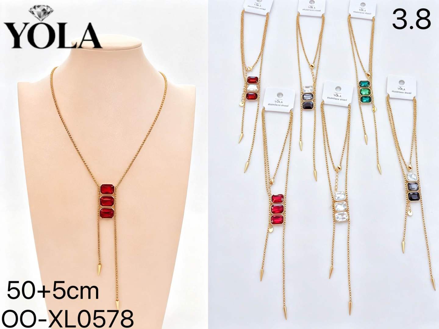 Tie-Style Necklace with Stones