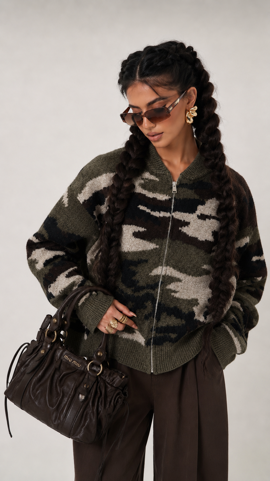 Oversize Camo Cardigan