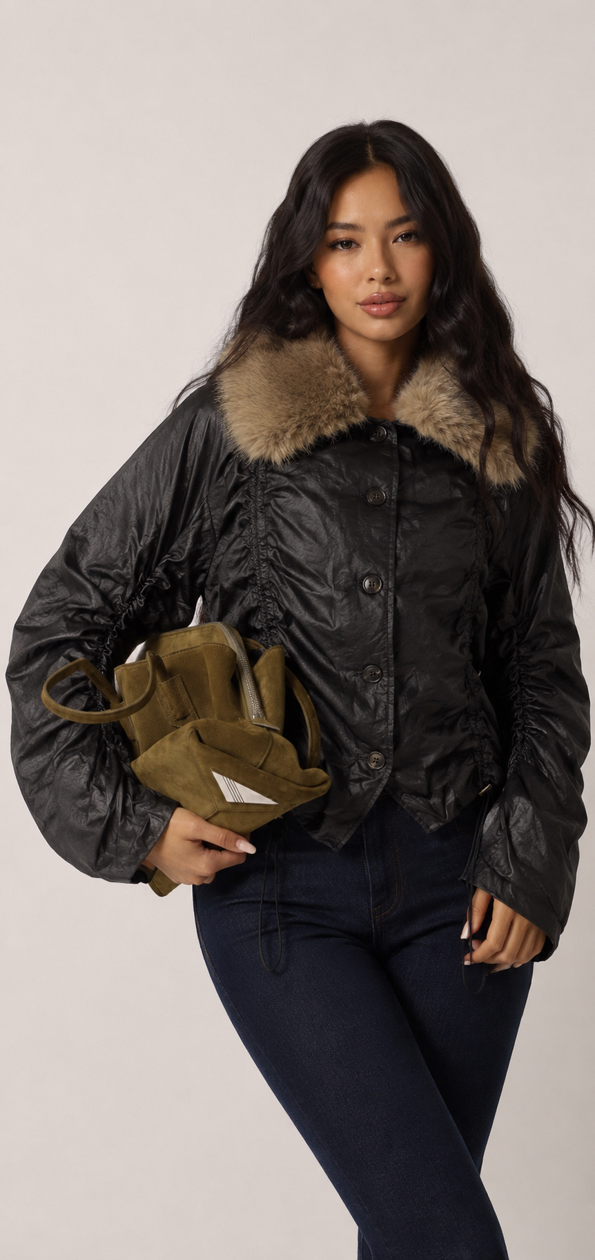 Relaxed Jacket with Shirt Collar