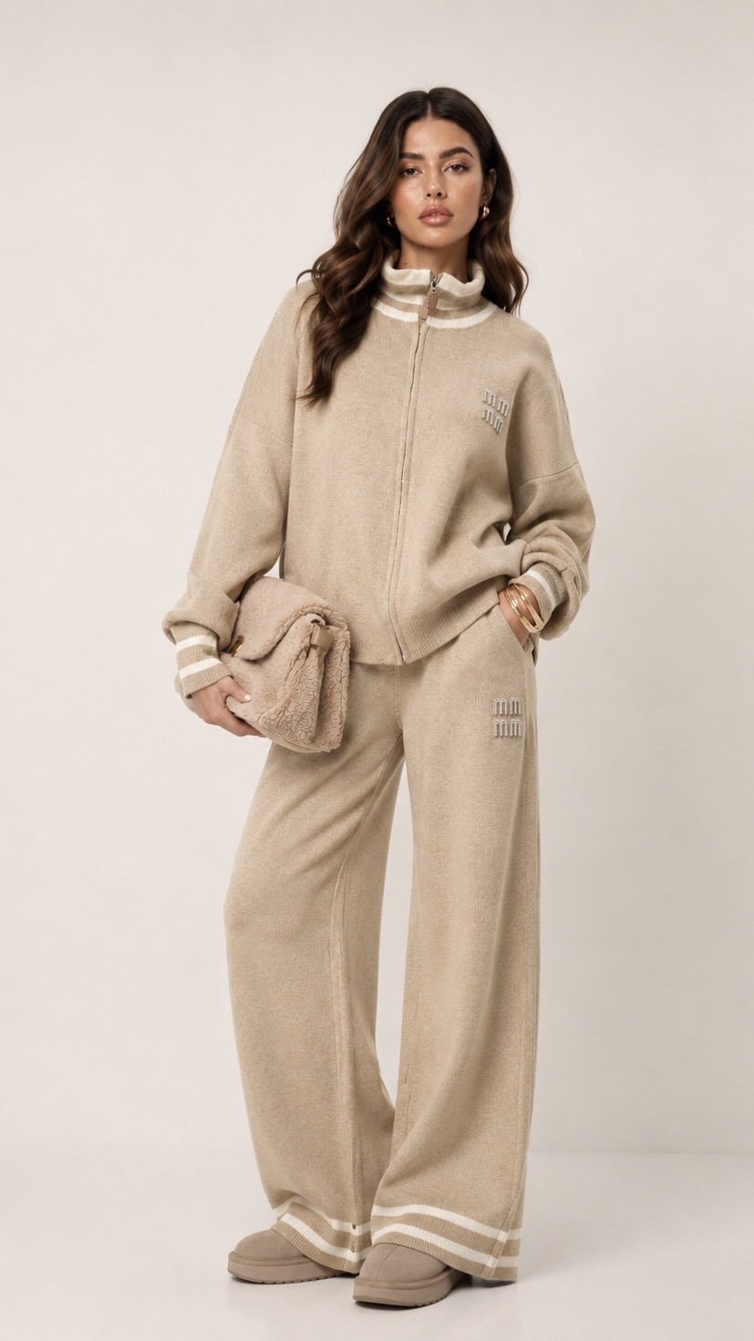 Relaxed Knit Set with Mock Turtleneck