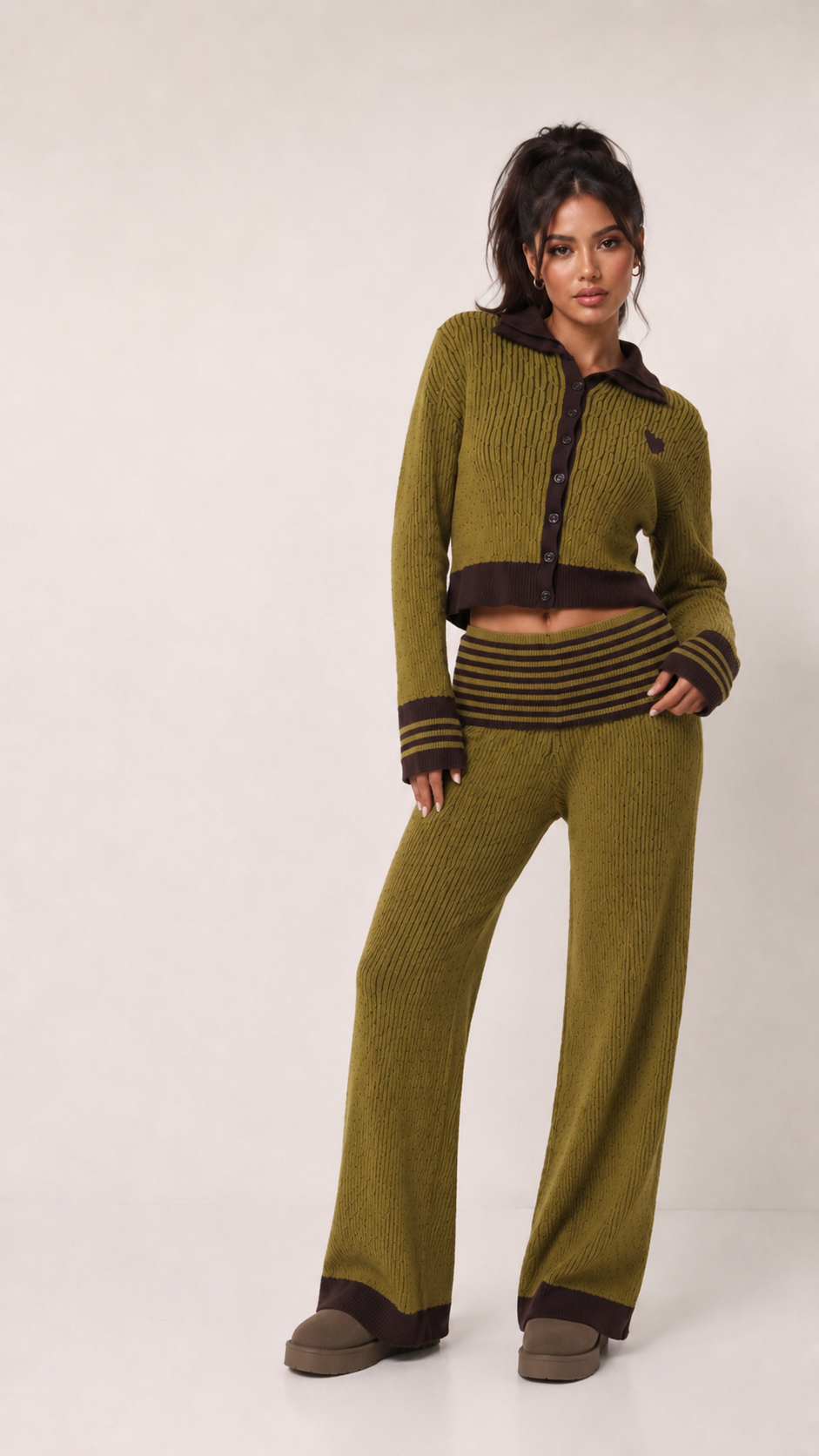 Cropped Polo Set with Trousers