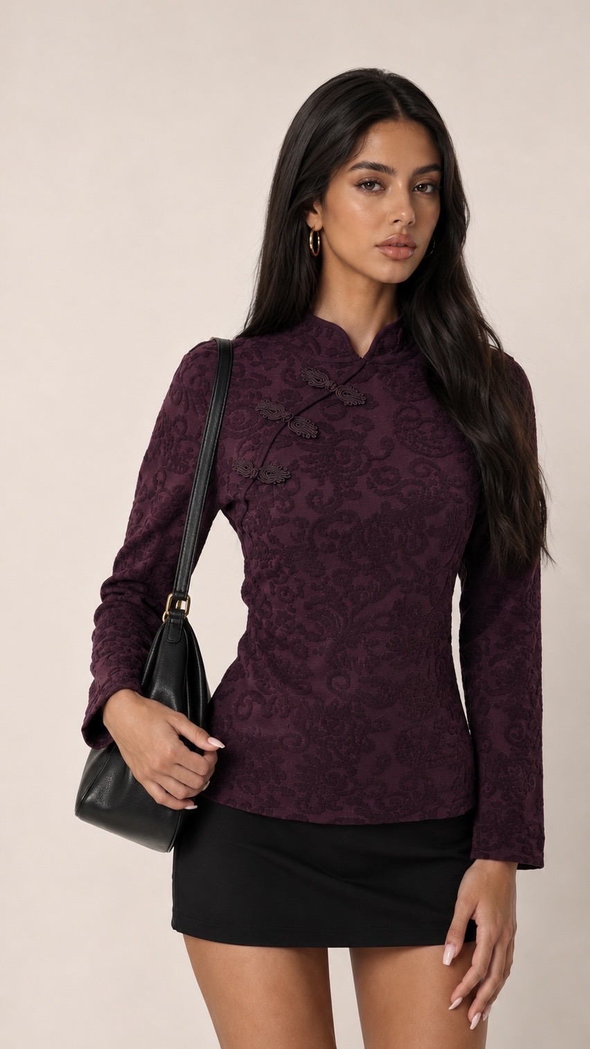 Fitted Sweater with Stand Collar