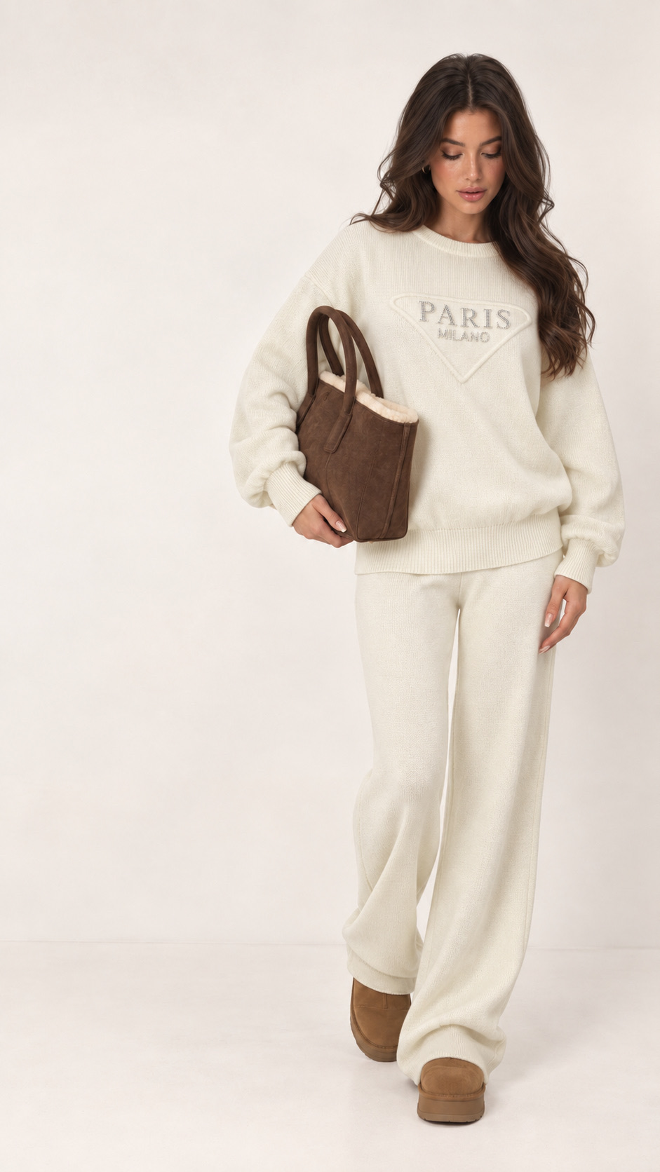 Relaxed Knit Set with Embroidery