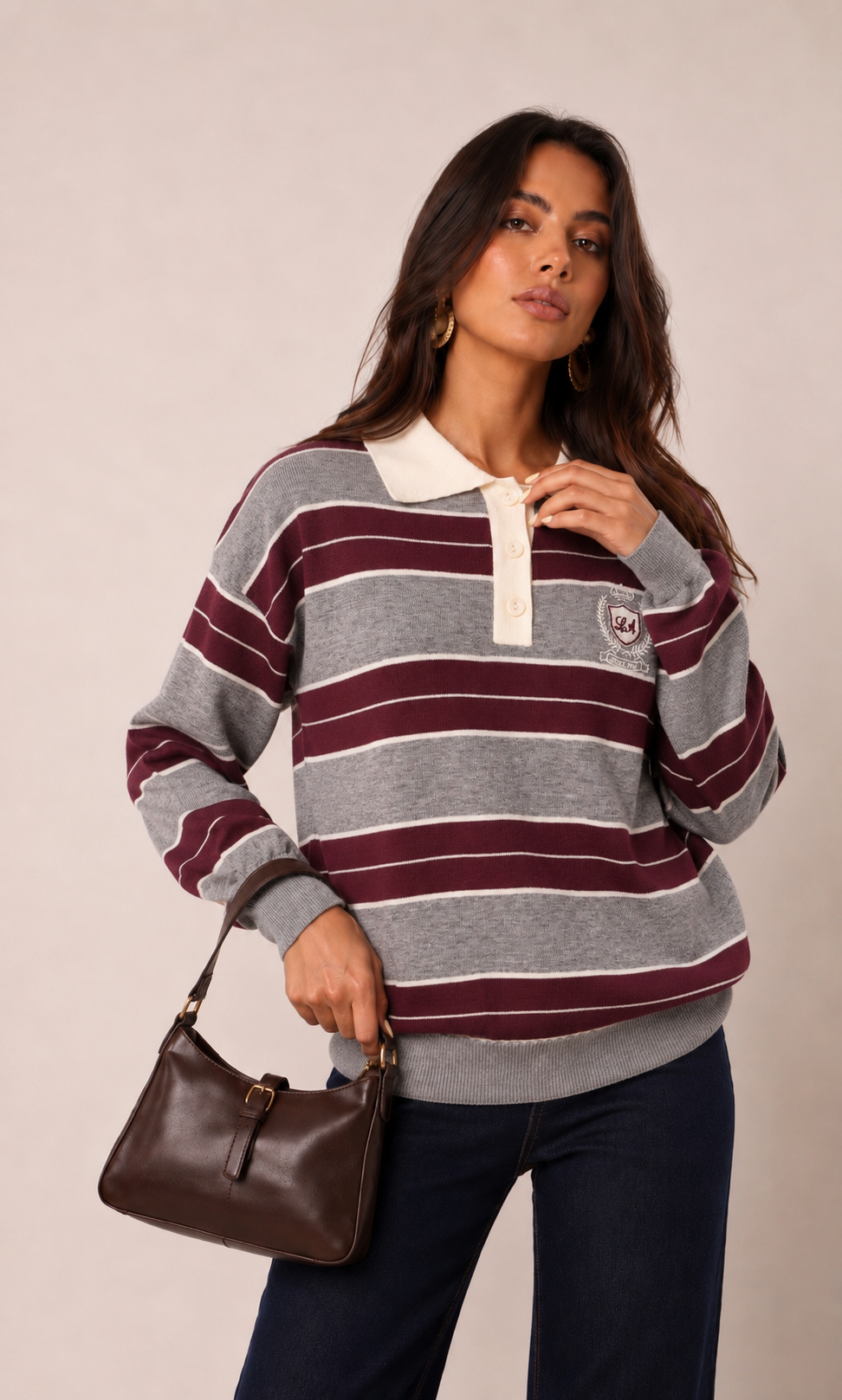 Polo Sweater with Embroidery