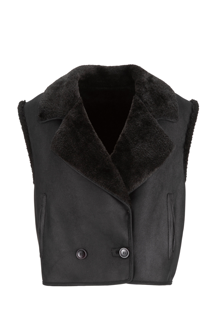 Double-Breasted Shearling Vest