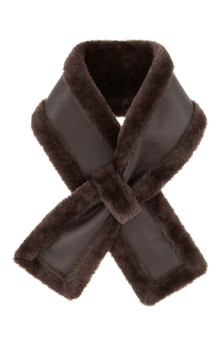 Faux Leather Scarf with Lace