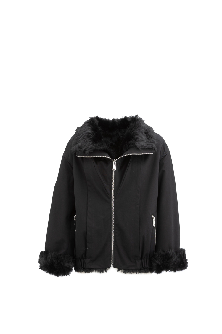 Short Bomber Jacket with Collar