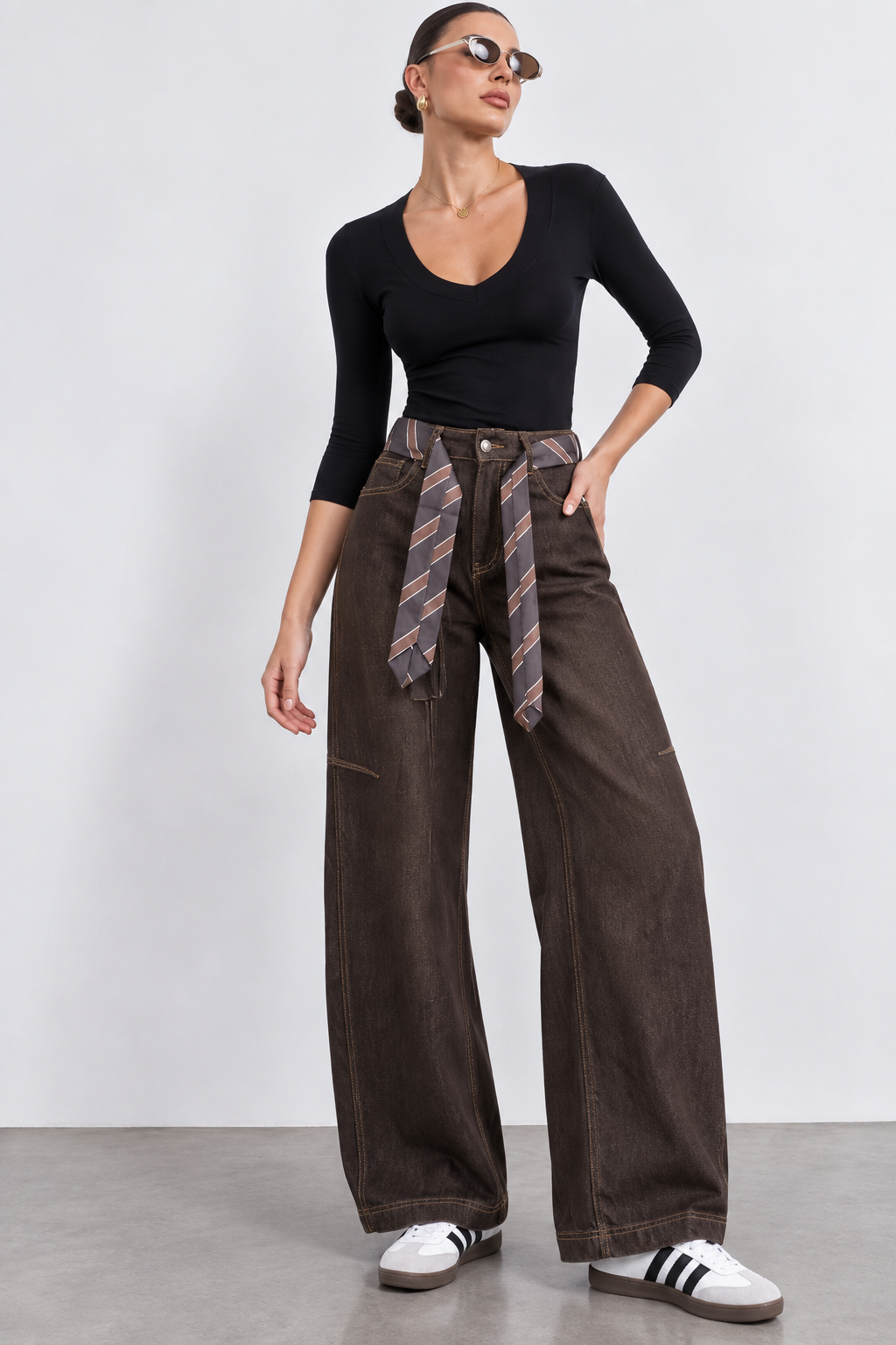 Wide Trousers with Belt