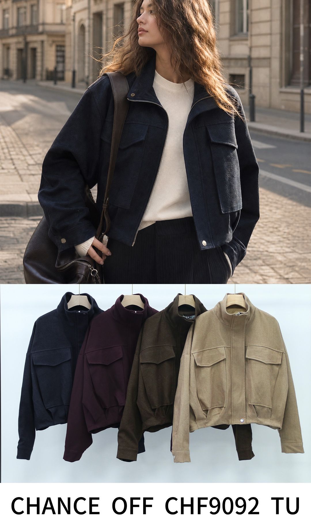 Relaxed Jacket with Stand Collar