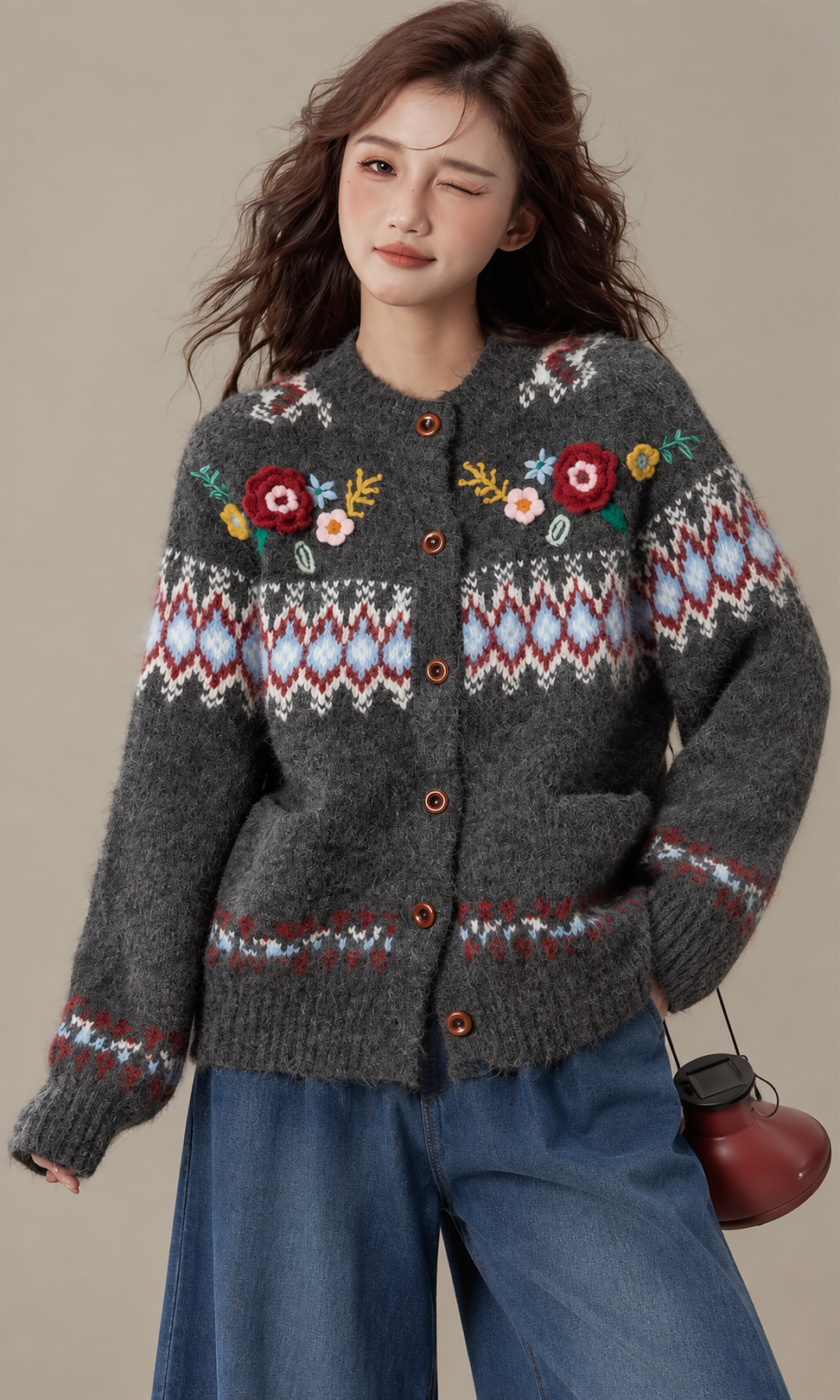 Relaxed Embroidered Cardigan