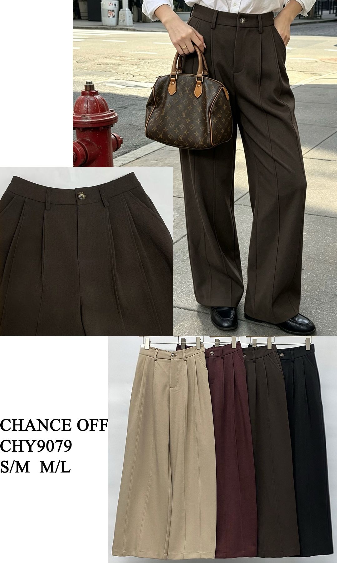 Wide‑Leg Pleated Trousers