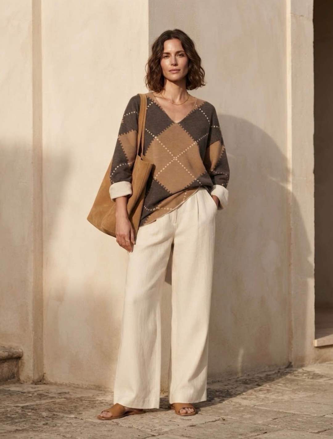 Relaxed Checked Sweater
