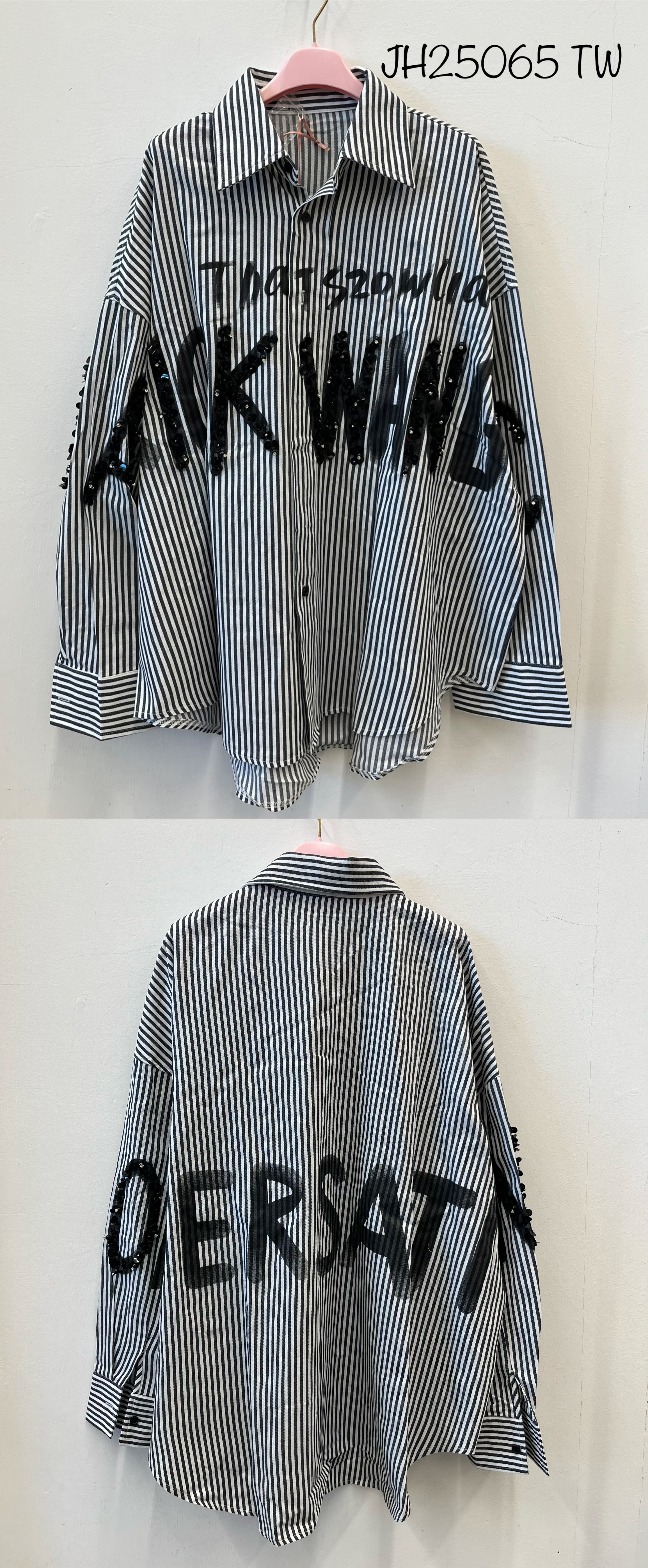 Oversized Shirt Jacket with Sequins