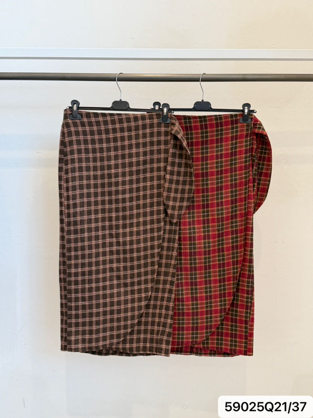 Midi Pencil Skirt in Checked Fabric