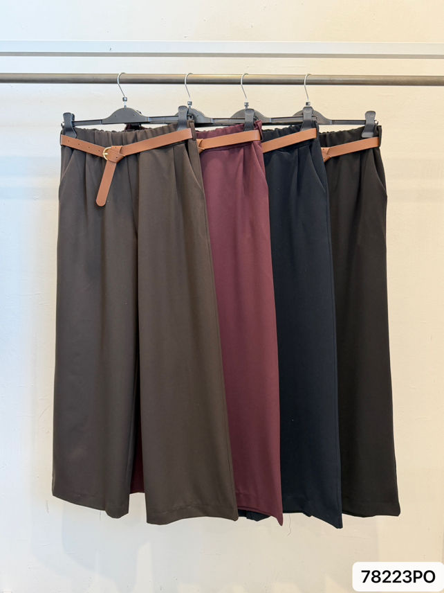 Wide Trousers with Belt