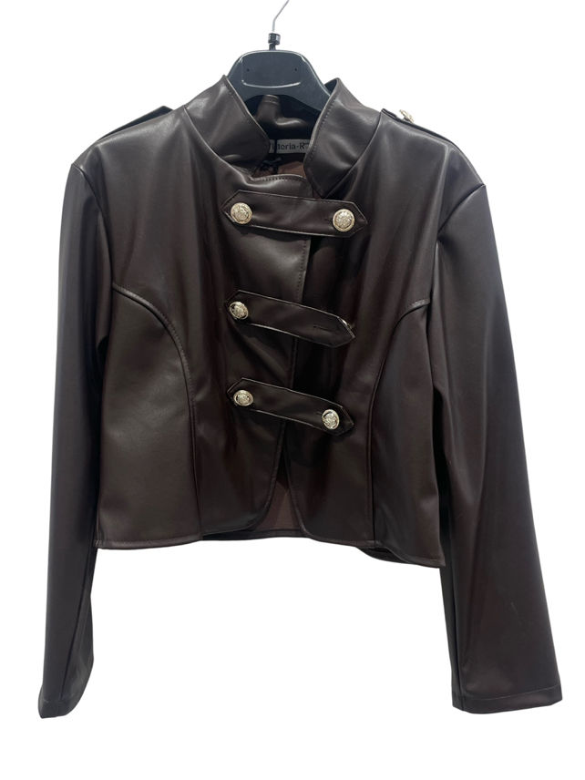 Cropped Jacket with Stand Collar