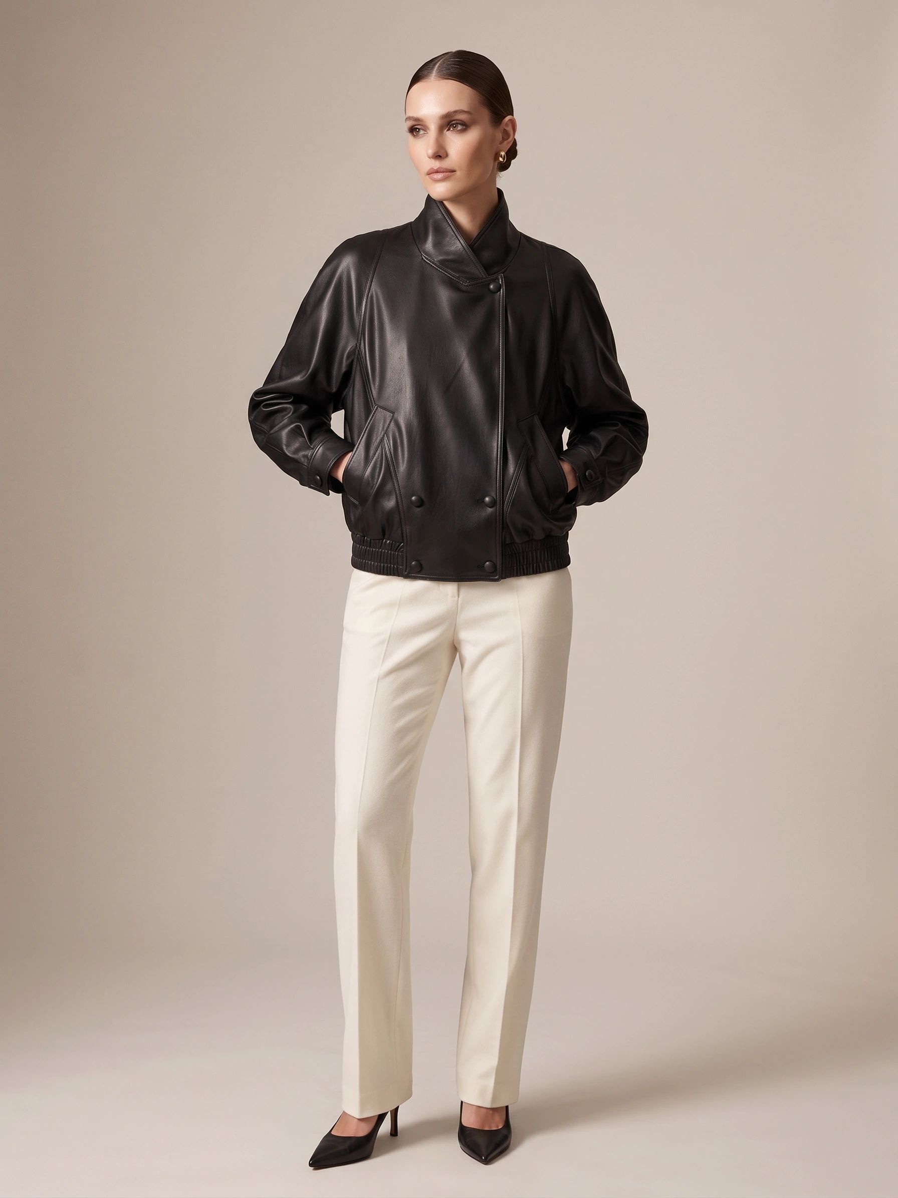 Bomber Jacket with Stand Collar