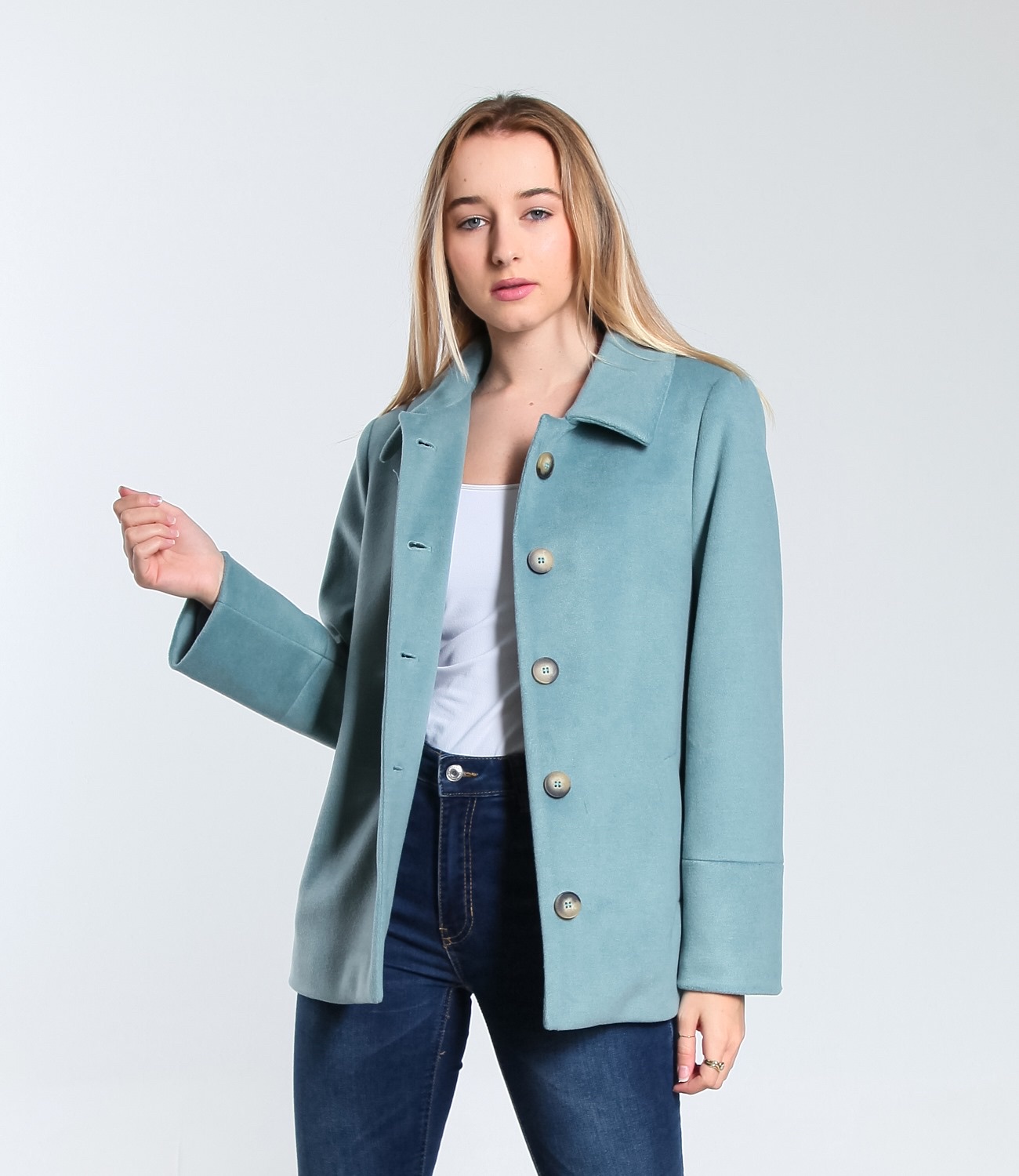 Midi Coat with Shirt Collar