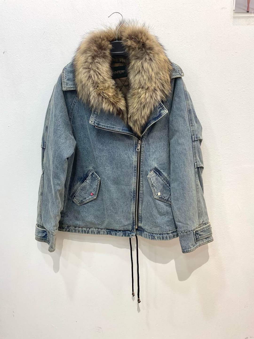 Relaxed Denim Jacket with Drawcord