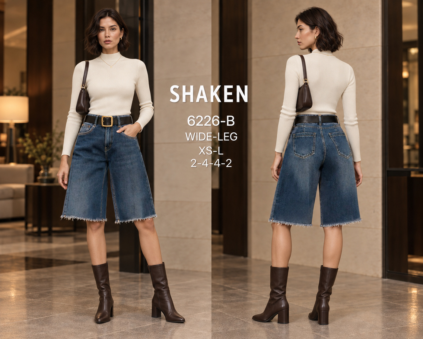 High‑Waist Bermuda Shorts