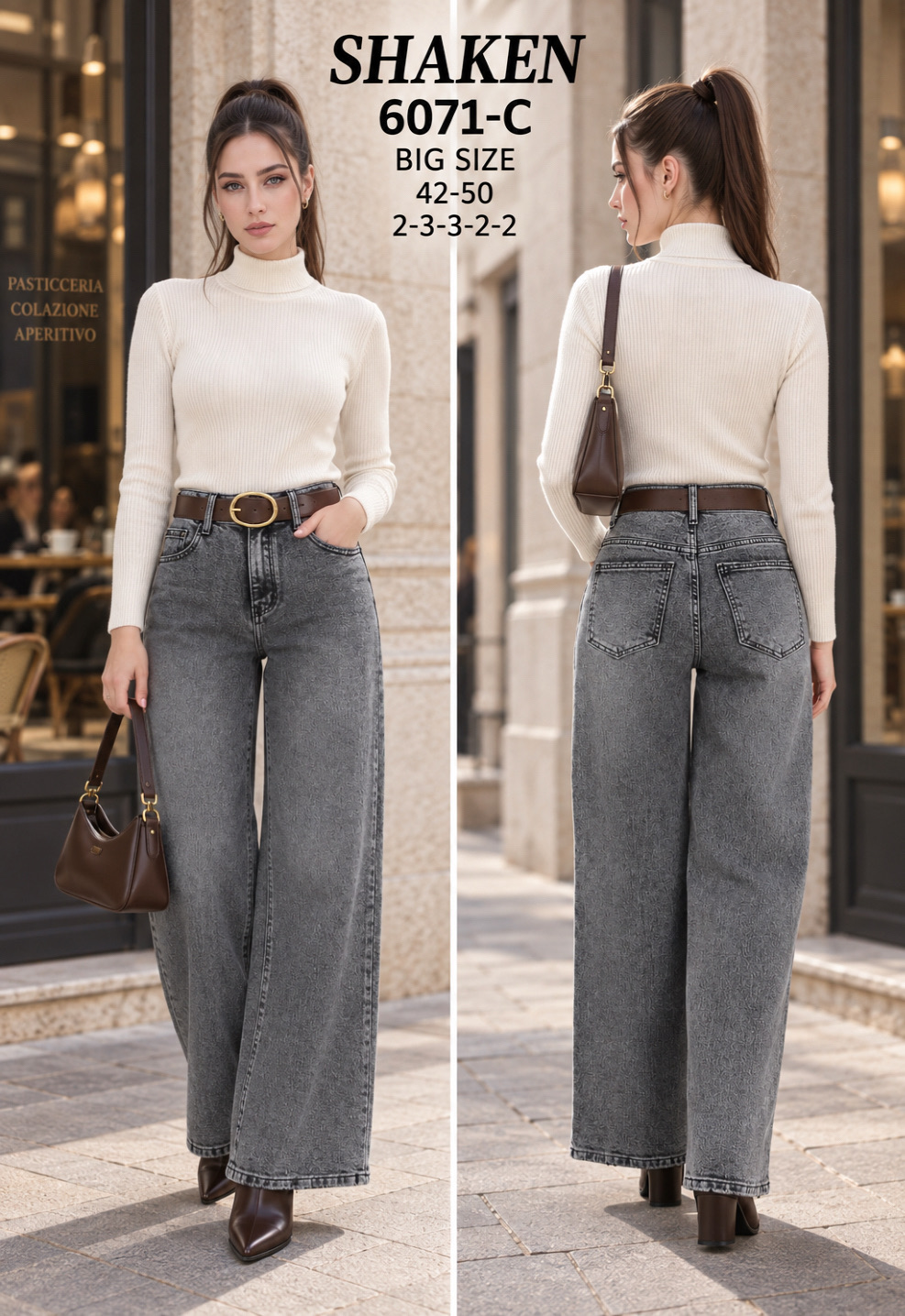 High‑Waist Wide‑Leg Jeans
