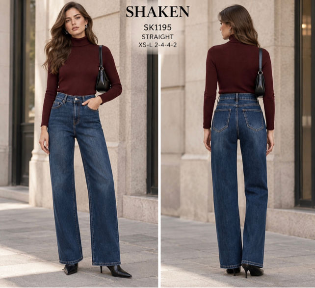 High-Waist Straight Leg Jeans