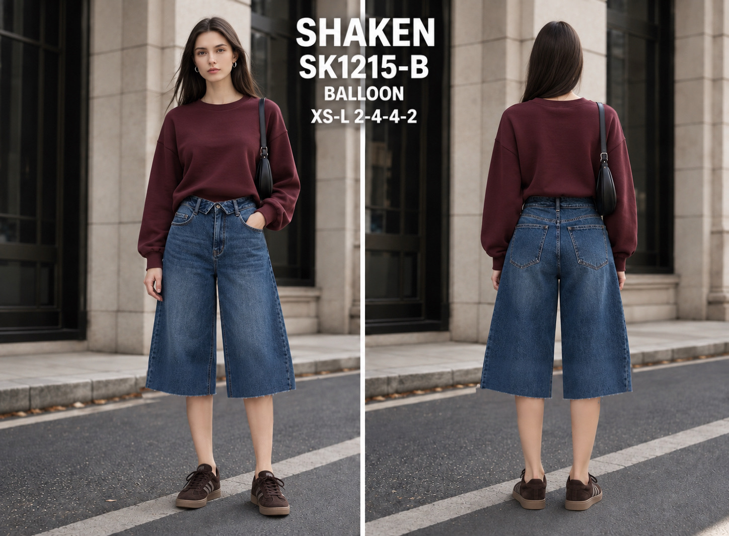 High‑Waist Bermuda Shorts