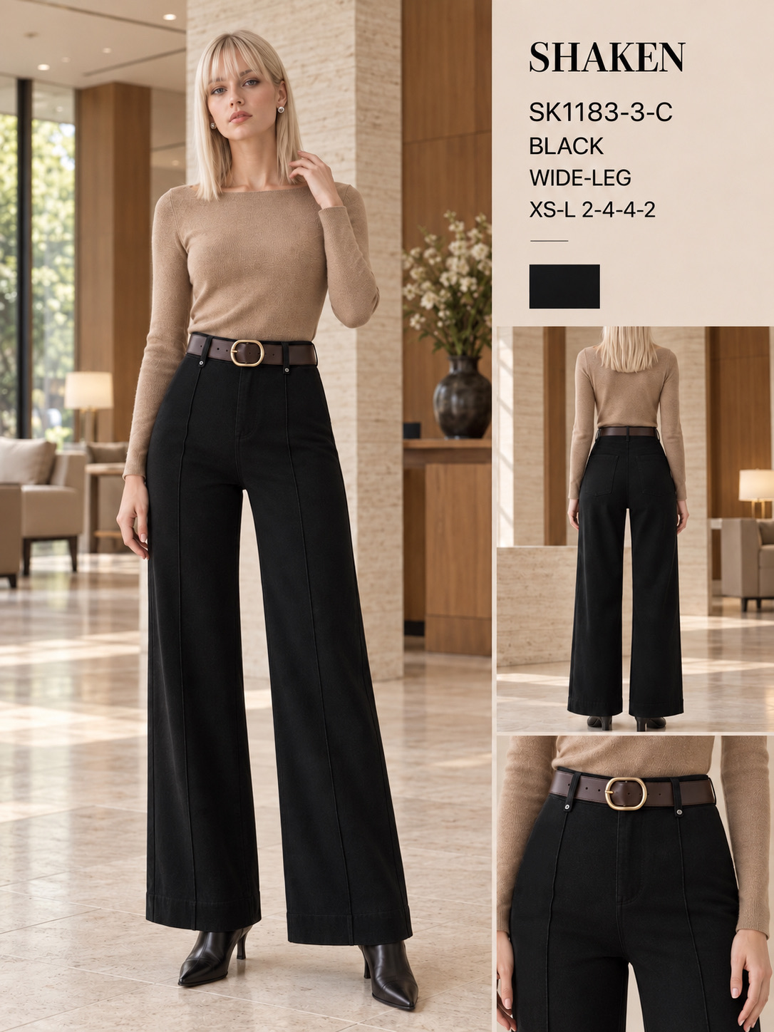 Wide-Leg Trousers with Belt