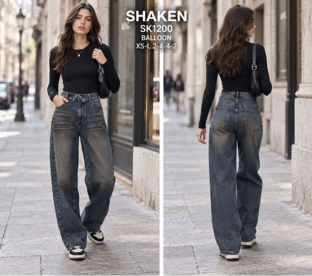 Wide Leg Balloon Jeans