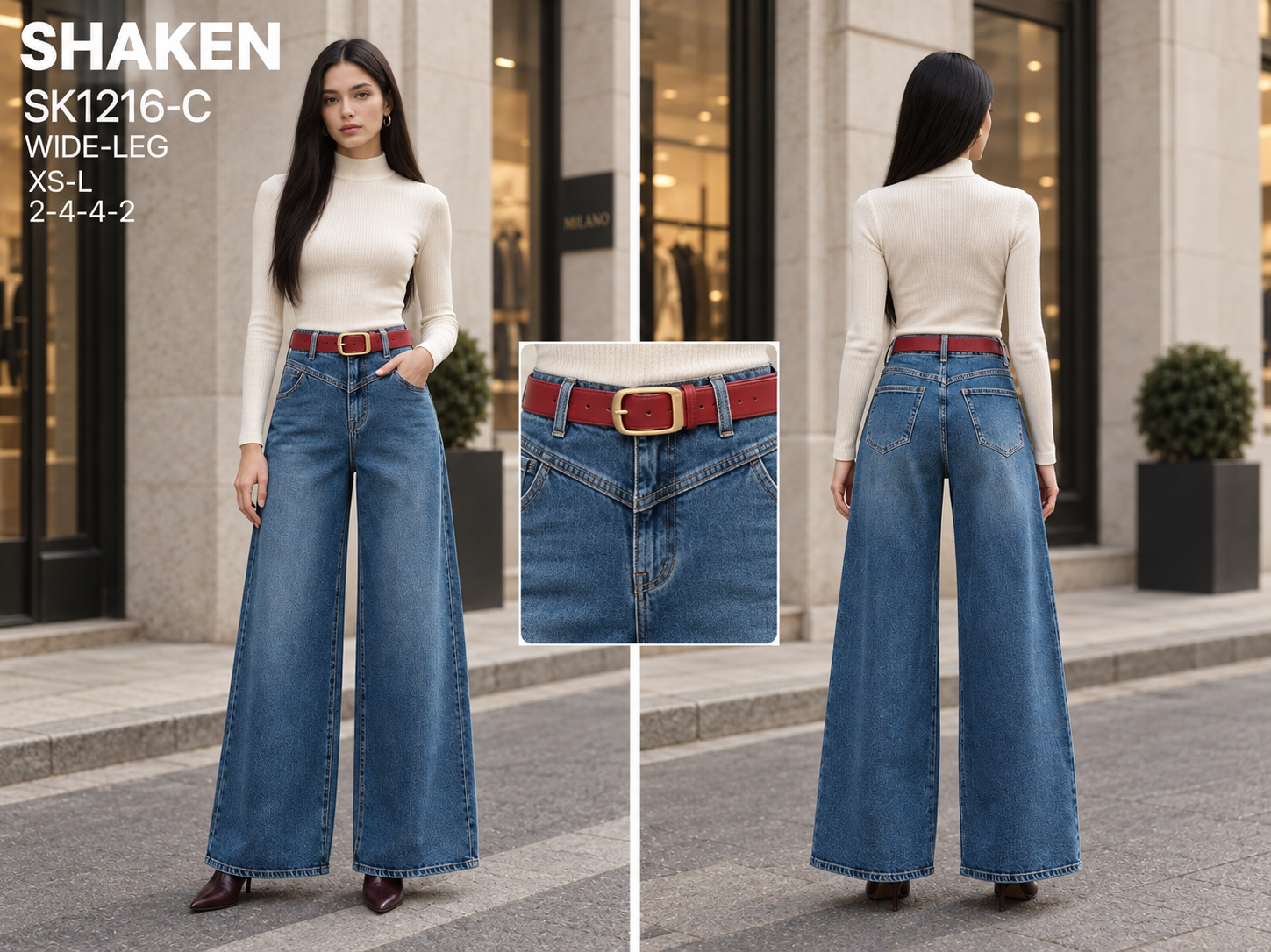 High‑Waist Wide‑Leg Jeans