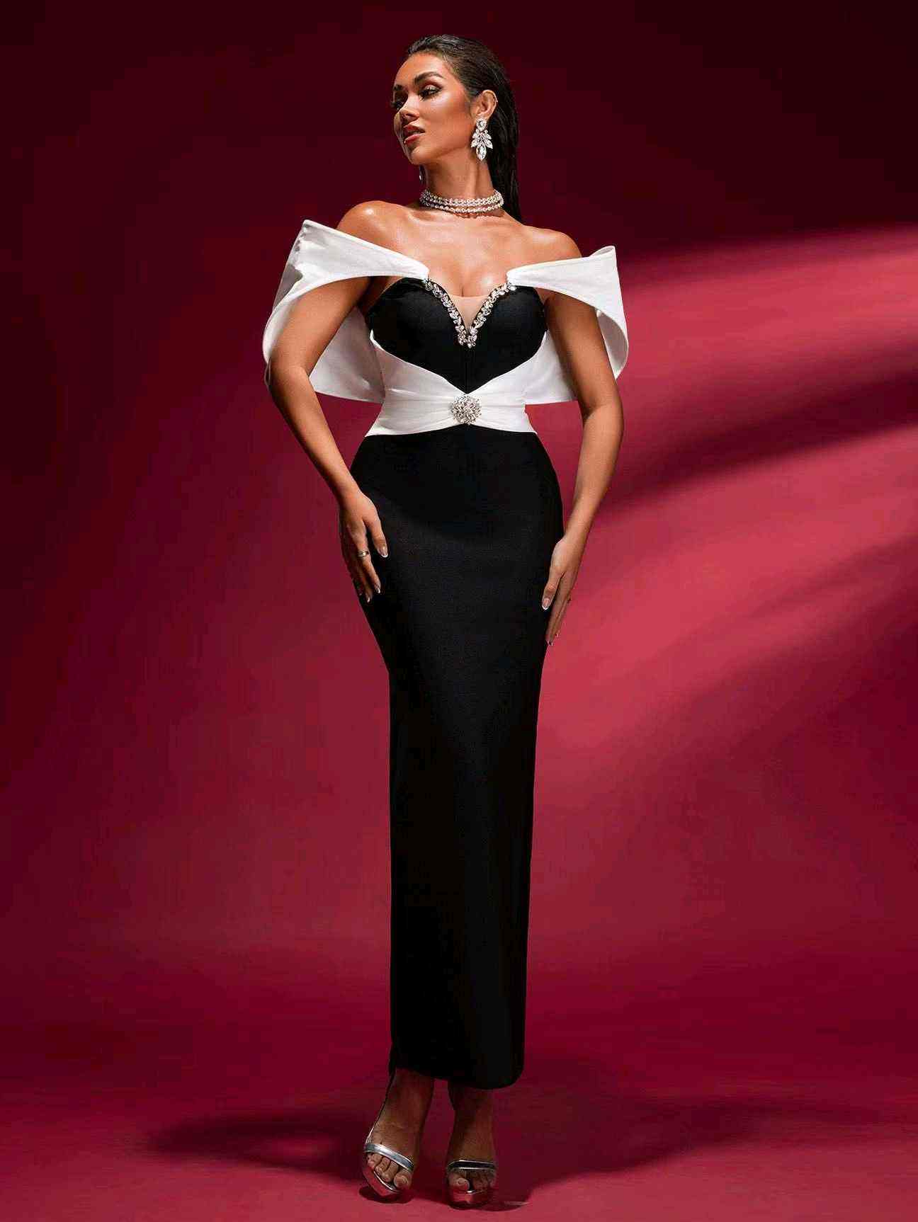 Off-Shoulder Maxi Pencil Dress