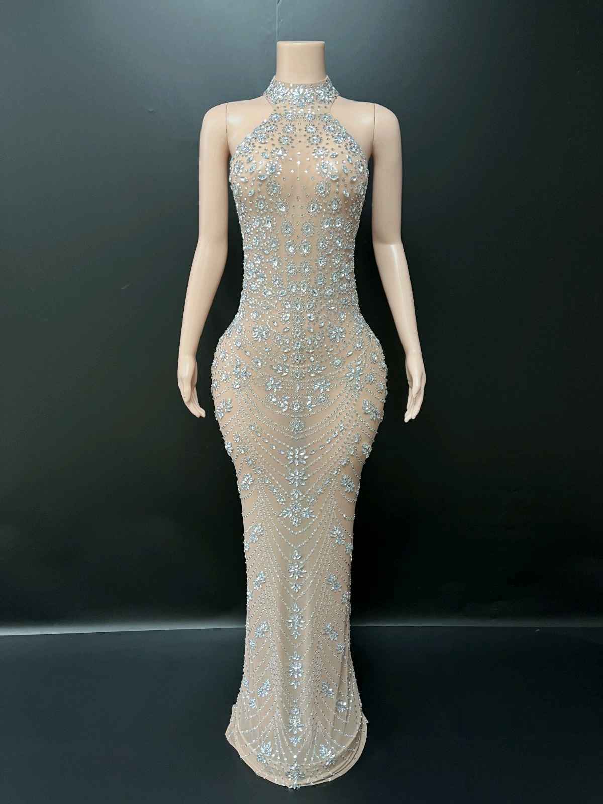 Mermaid Maxi Dress with Halter Neck