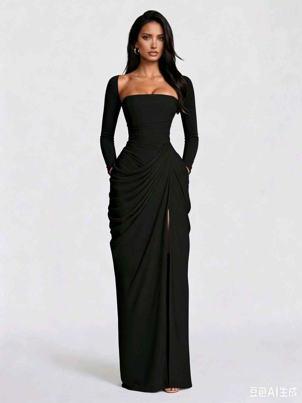 Fitted Maxi Dress with Ruched Details