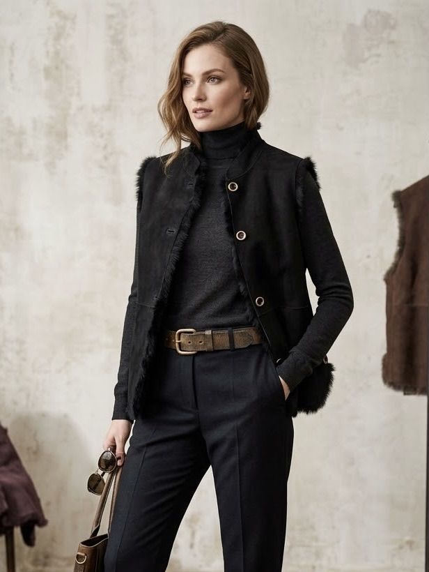 Eco-Leather Vest with Stand Collar