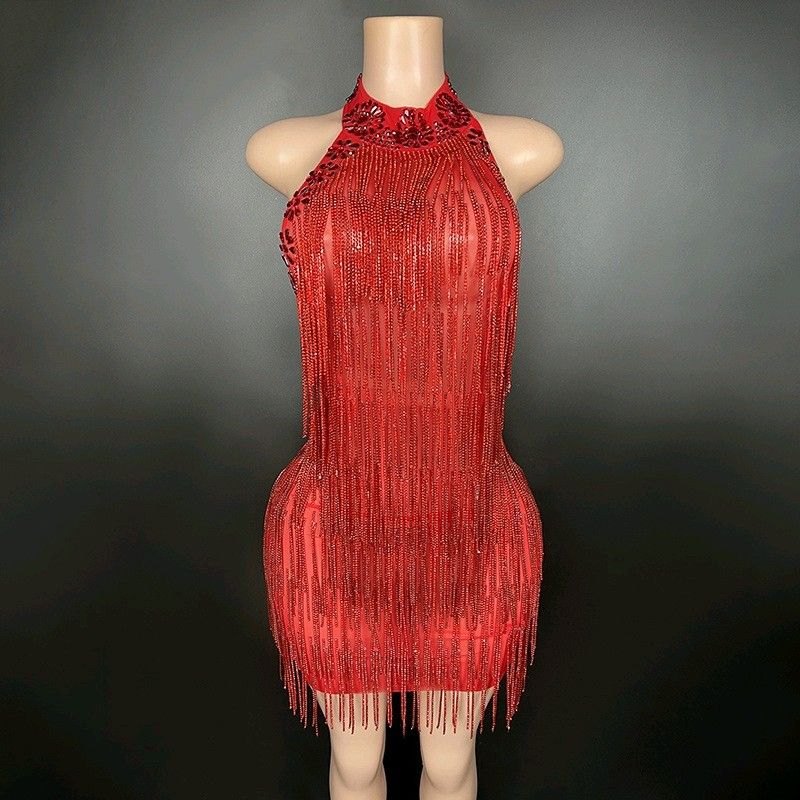 Halter Fringe Mini Dress