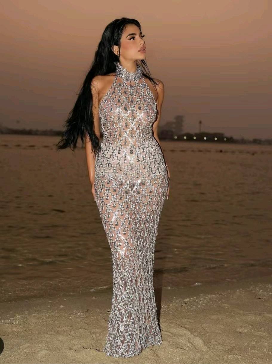 Sequin Halter Maxi Dress