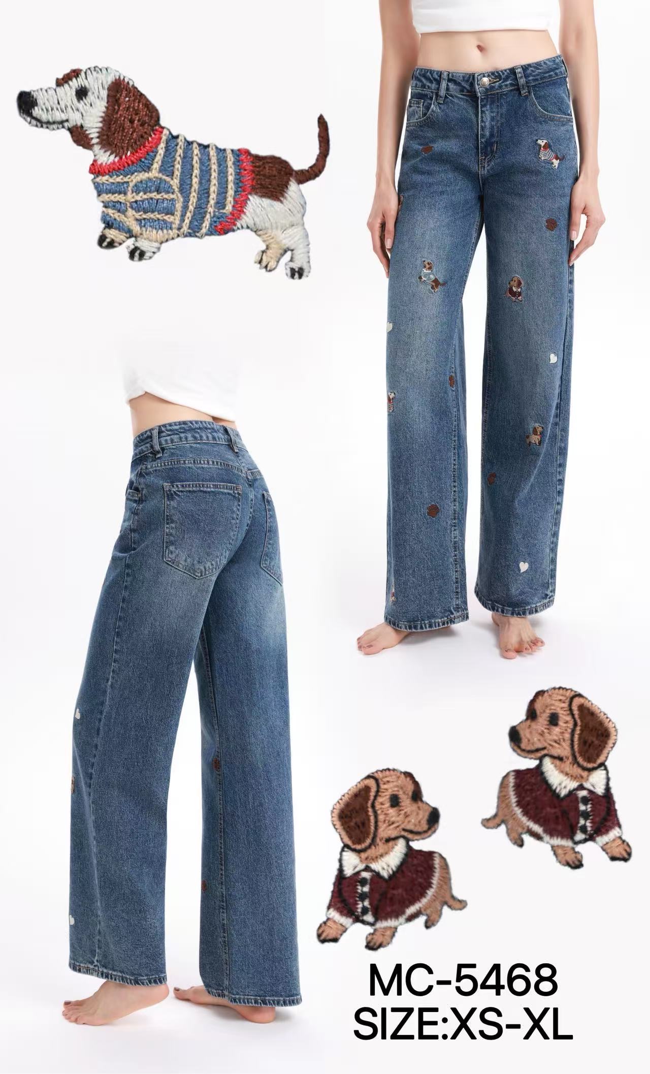 Wide‑leg Jeans with Embroidery